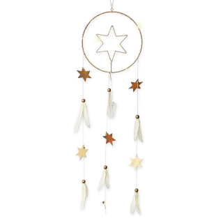 Lapač snů hvězda kov/LED 80CM krém II.jakost