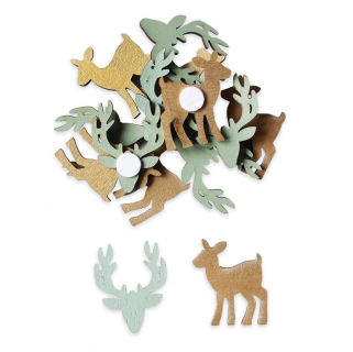 Jelen přízdoba dřevo 36ks/3,5cm mint/zlatá