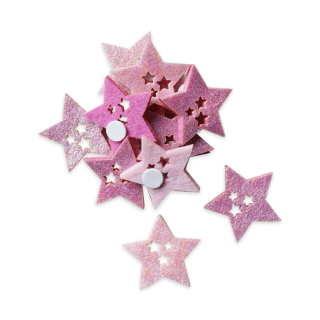 Hvězdy přízdoba textil 12ks/3,5cm růžová