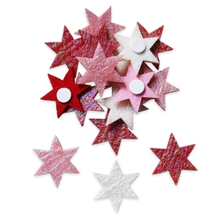 Hvězdy přízdoba textil 36ks/4cm růžová