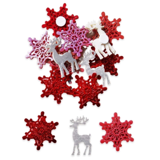 Vánoční  přízdoby filc 36ks/4cm červená