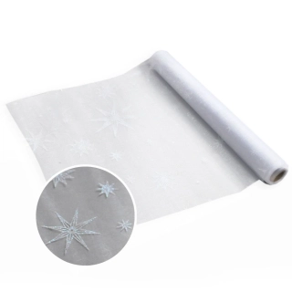 Organza vánoční 36cm/5m bílá