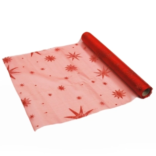 Organza vánoční 36cm/5m červená