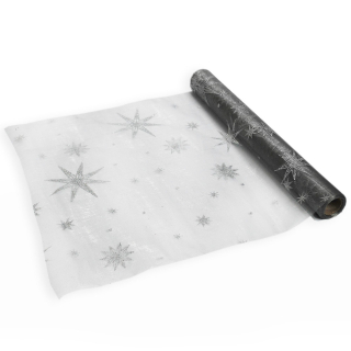 Organza vánoční 36cm/5m stříbrná