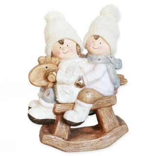 Děti na koni keramika 48cm