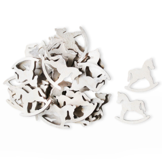 Houpací kůň dřevo přízdoba 40ks/4cm bílá