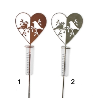 Srdce zápich kov +srážkoměr 100cm mix