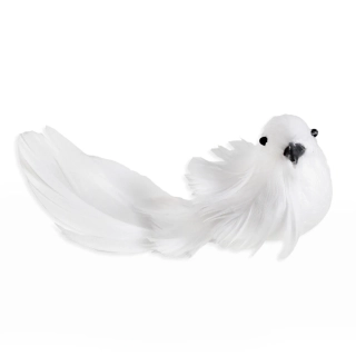 Ptáček peří 16cm bílá
