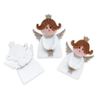Andělka přízdoba filc 6ks/6cm bílá
