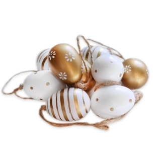Vajíčka závěs pvc 9ks/4cm zlatá