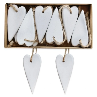 Srdce závěs dřevo 12ks/7cm bílá