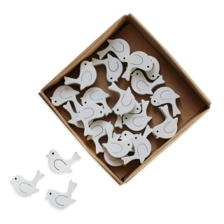 Ptáček přízdoba dřevo 24ks/2,5cm bílá