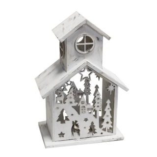 Kostel dřevo LED 26cm bílá