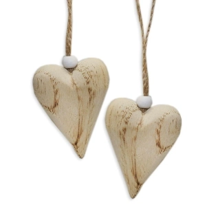 Srdce závěs dřevo 4ks/4cm natur