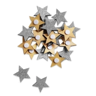 Hvězdy přízdoba dřevo 24ks/3cm stříbrná