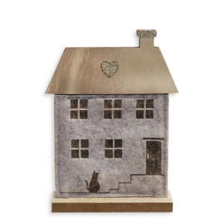 Domek dřevo/filc 16cm béžová