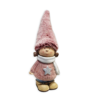 Holka vánoční keramika 28cm růžová