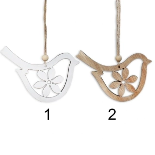 Ptáček závěs dřevo 10cm mix