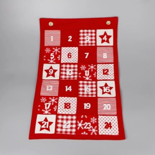 Adventní kalendář textil 40x63cm červená