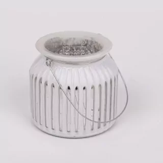 Lucerna sklo/kov 10,5cm bílá