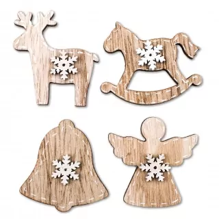 Přízdoby vánoční dřevo 12ks/3,5cm natural