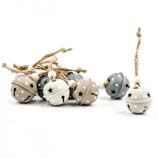 Rolničky závěs 9ks/2,5cm šedá mix