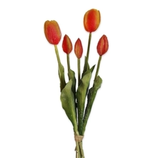 Tulipány kytice guma x5/43cm oranž
