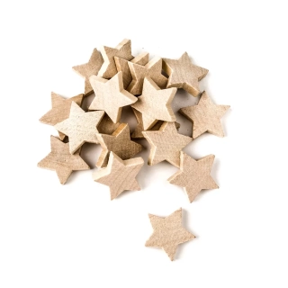 Hvězdičky dřevo 30ks 4cm natural