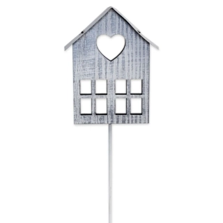 Domek zápich dřevo 40cm šedá