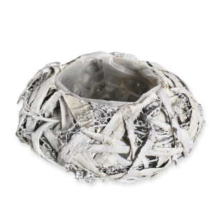 Koule obal proutí pr.18cm šedá patina