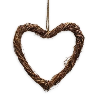Srdce závěs proutí 30cm natural