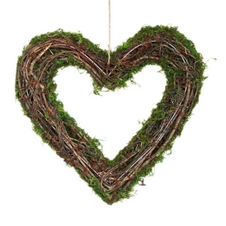 Srdce proutí 26cm natur