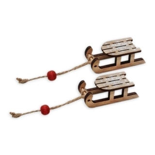 Sáňky dřevo závěs 2ks/6cm natural