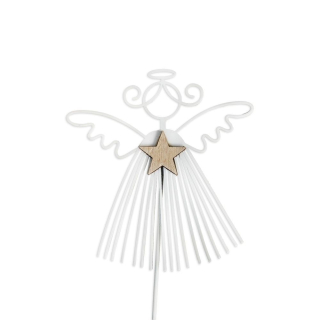 Anděl zápich kov 8/24cm bílá
