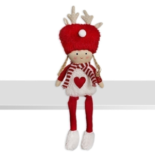 Holka nohatá textil V40cm červená