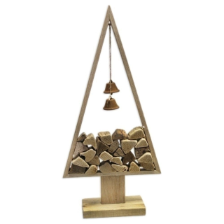 Stromek dekorace dřevo/zvon 50cm