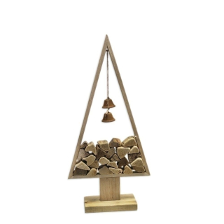 Stromek dekorace dřevo/zvon 36cm