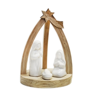 Betlém dřevo/porcelán 15,5cm