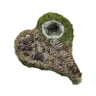 Srdce proutí/kůra 25cm natural