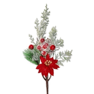 Vánoční větev 25cm červená