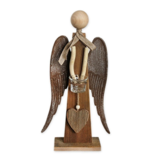 Anděl svícen dřevo/plech 47cm