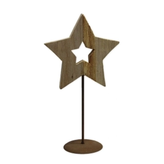 Hvězda dekorace dřevo 34cm