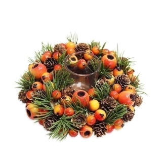 Svícen pvc/sklo podzim 19cm