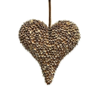 Srdce závěs šišky 15cm  vánoční