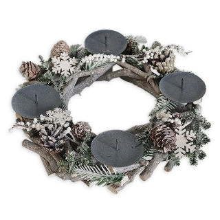 Adventní věněc dřevo/kov 30cm