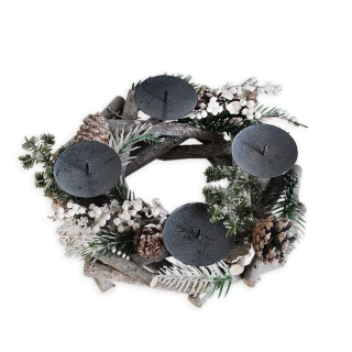 Adventní věněc dřevo/kov 22cm