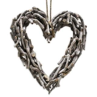 Srdce větve 42x40cm šedá