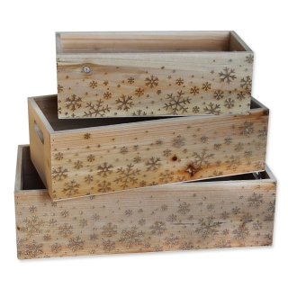 Truhlíky dřevo S/3 42cm vánoční