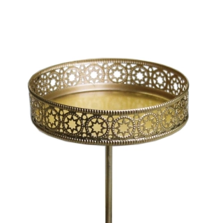 Držák na svíčku kov zápich 7,5cm šampáň