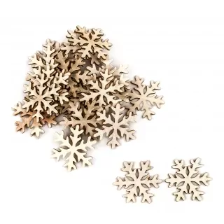 Vločky dřevo 40ks 4cm natural